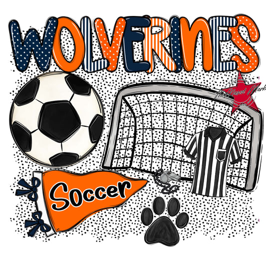 Wolverines Soccer Spirit-Navy & Orange