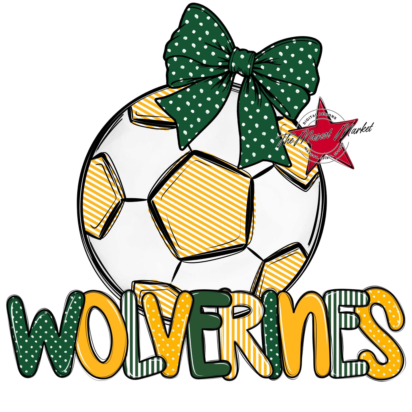 Wolverines Soccer Spirit Design-Green & Yellow
