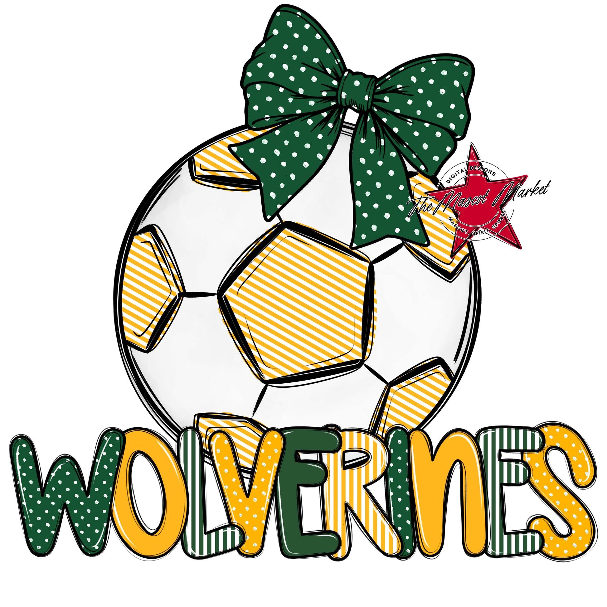Wolverines Soccer Spirit Design-Green & Yellow