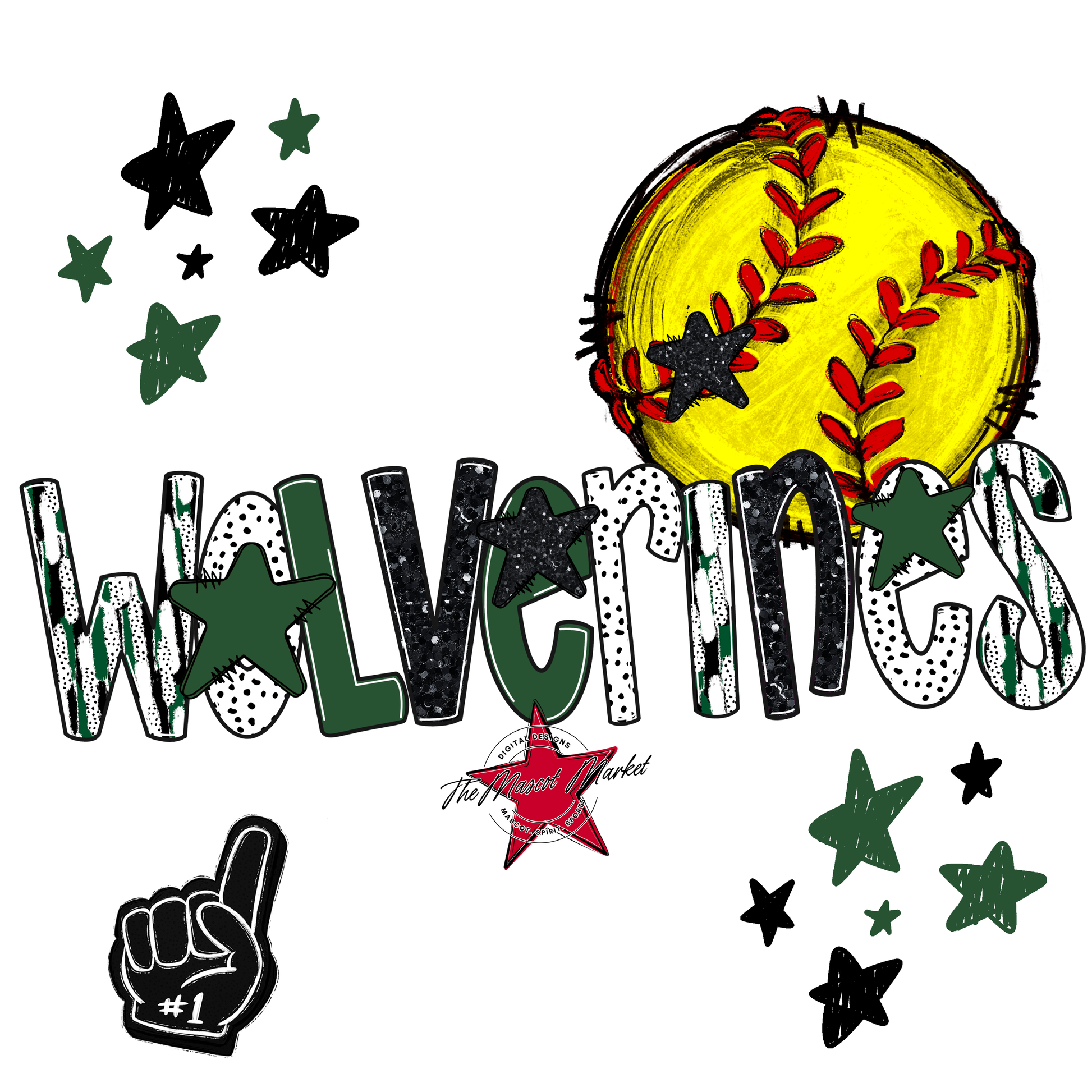 Wolverines Softball Scrape-Green