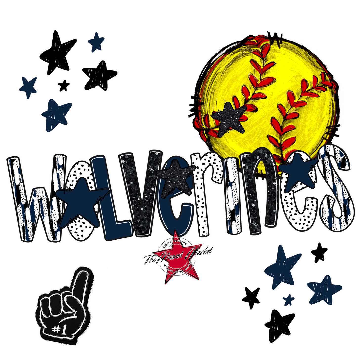 Wolverines Softball Scrape-Navy