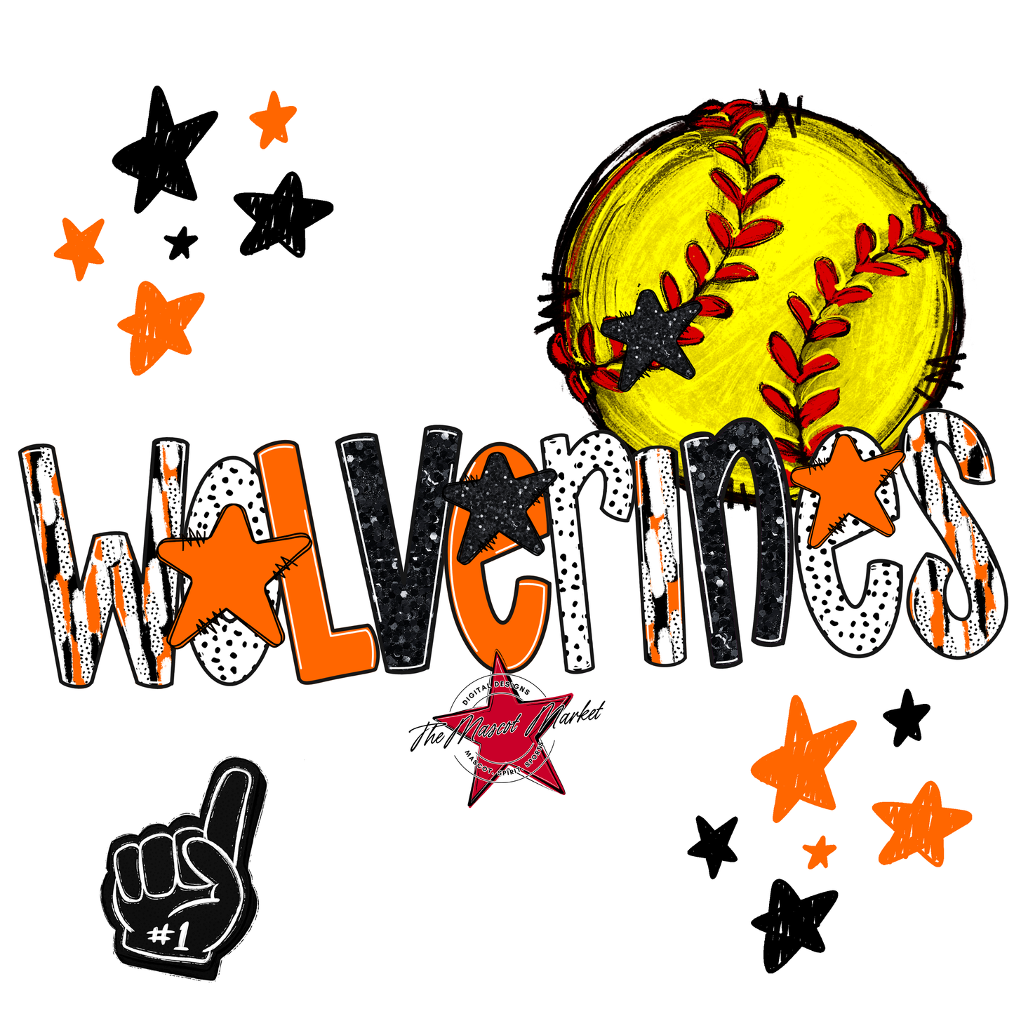 Wolverines Softball Scrape-Orange