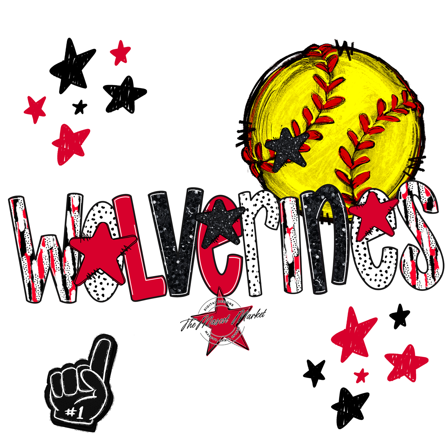 Wolverines Softball Scrape-Red