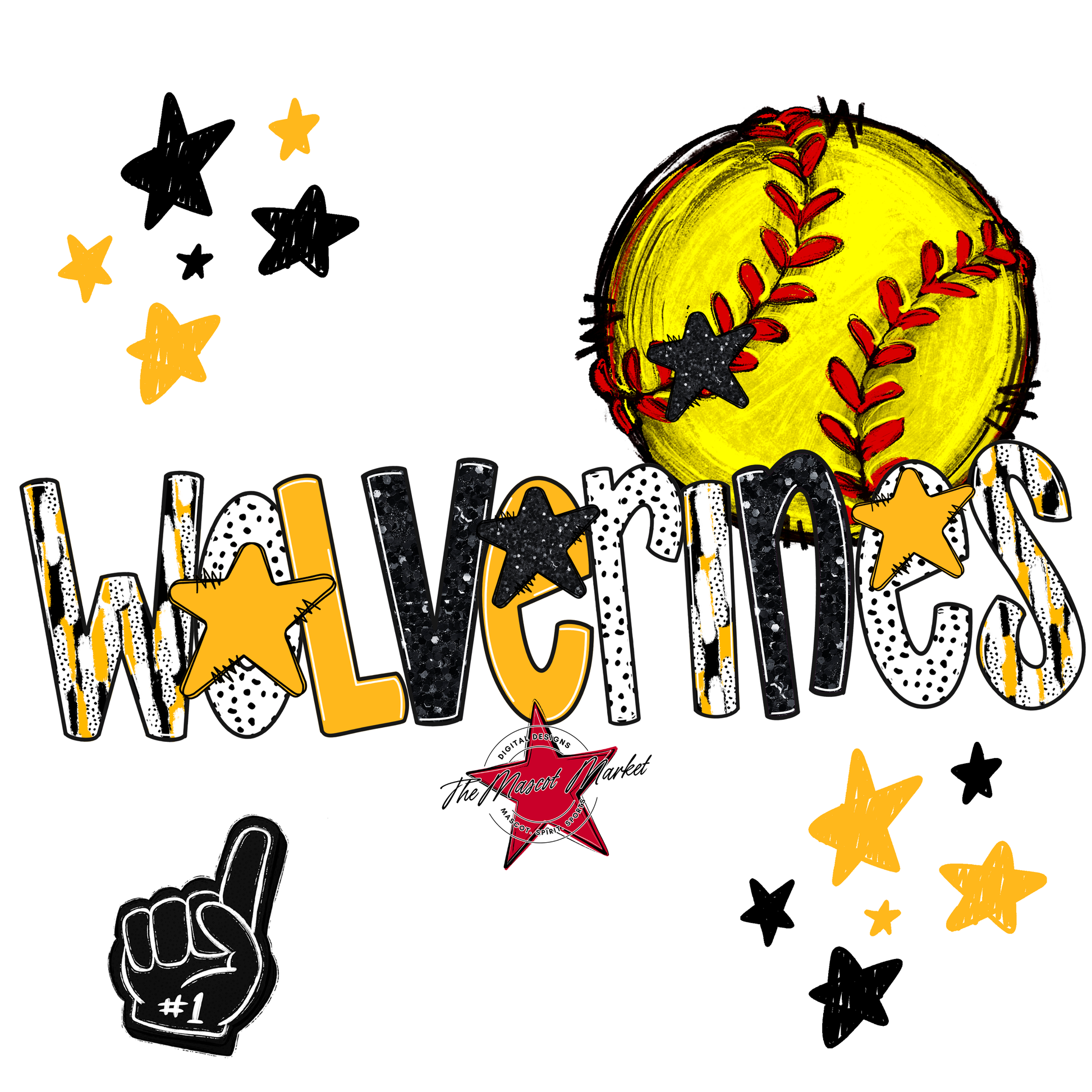 Wolverines Softball Scrape-Yellow