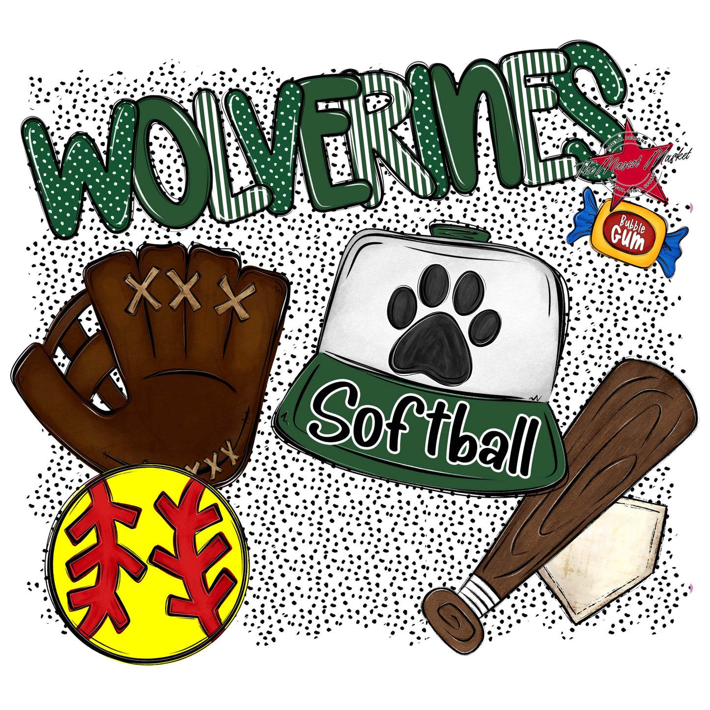 Wolverines Softball Spirit-Green