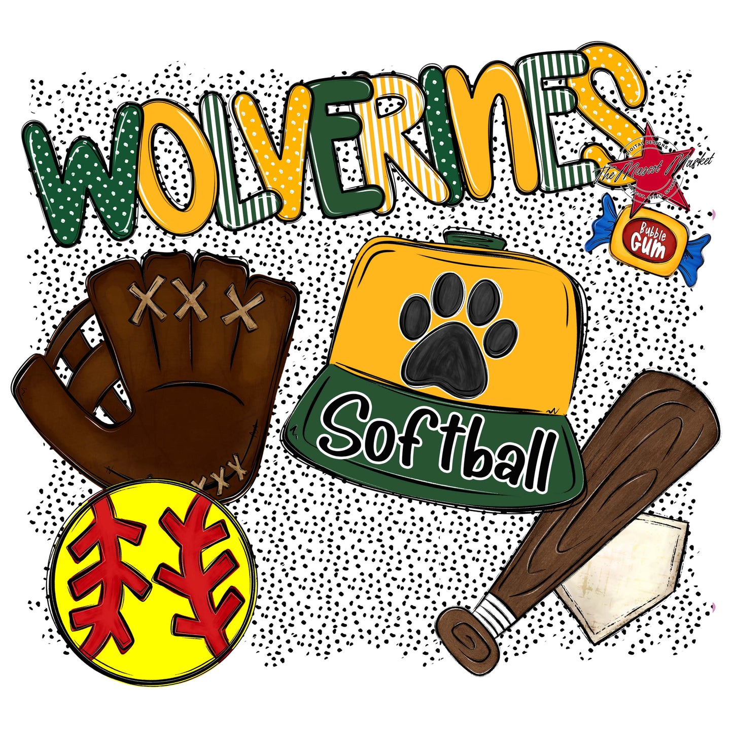 Wolverines Softball Spirit-Green & Yellow