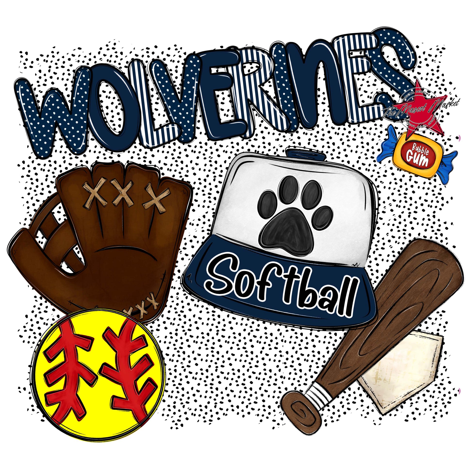 Wolverines Softball Spirit-Navy