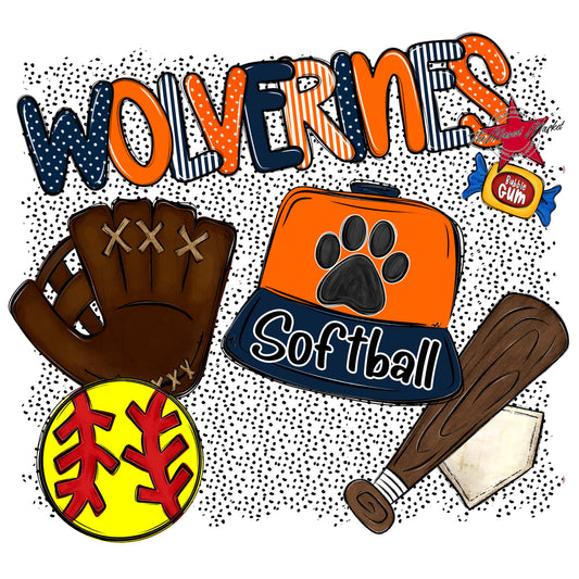 Wolverines Softball Spirit-Navy & Orange