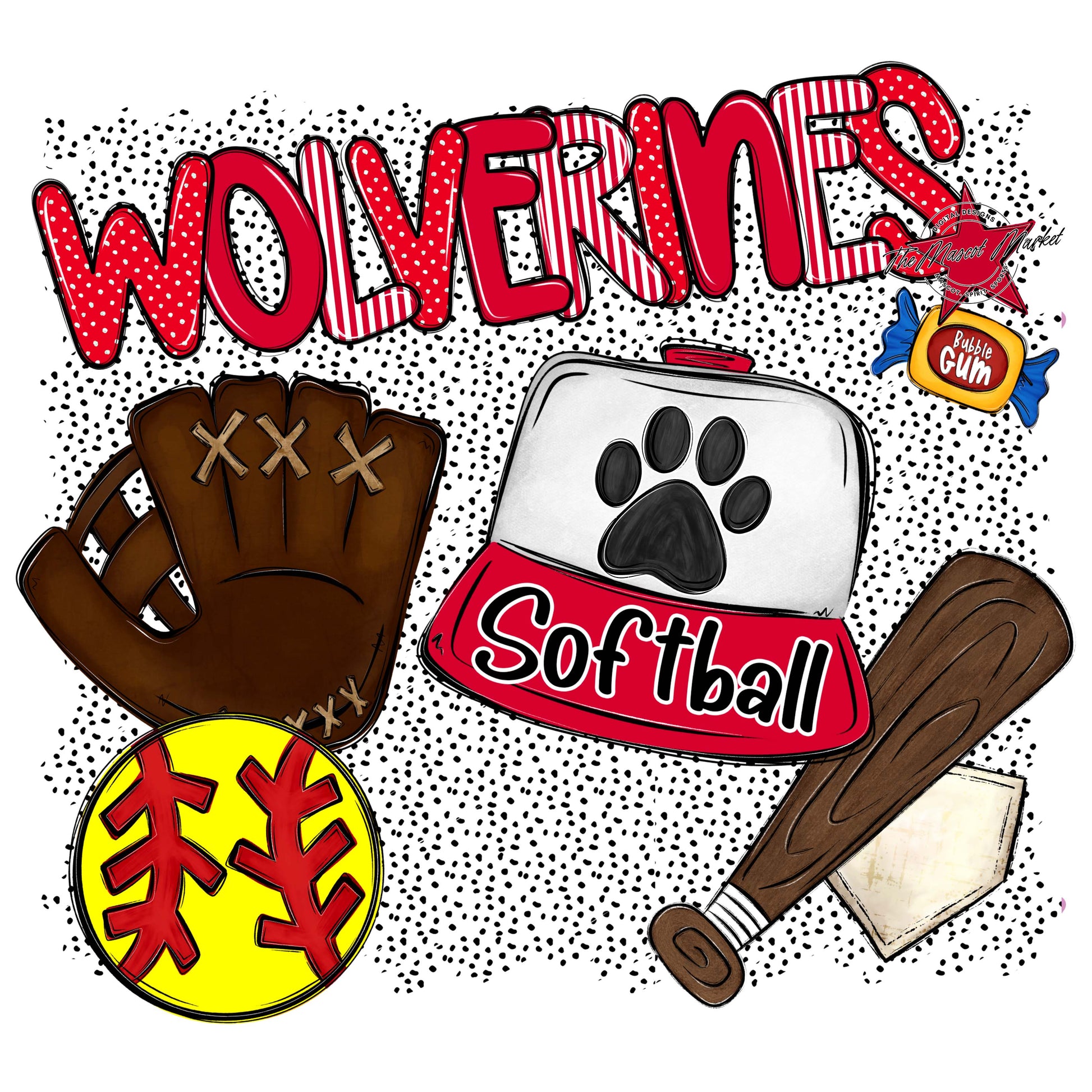 Wolverines Softball Spirit-Red