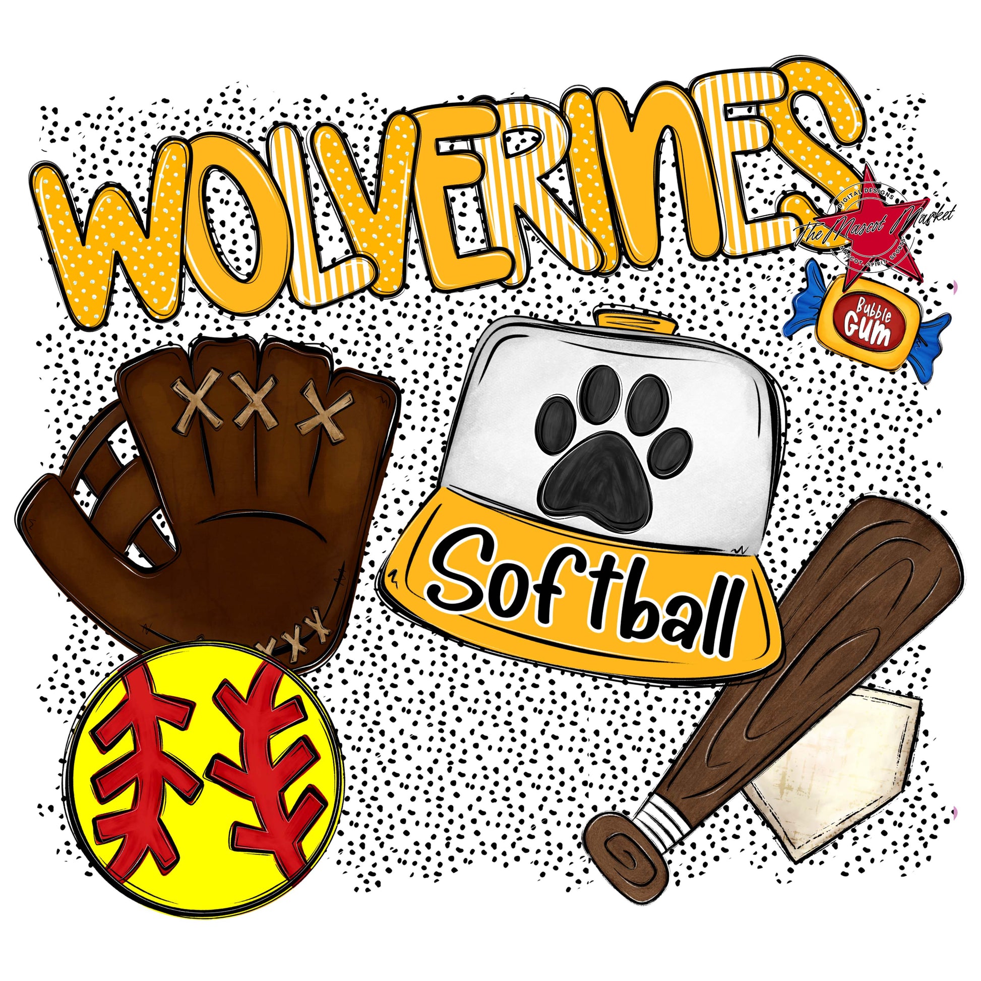 Wolverines Softball Spirit-Yellow