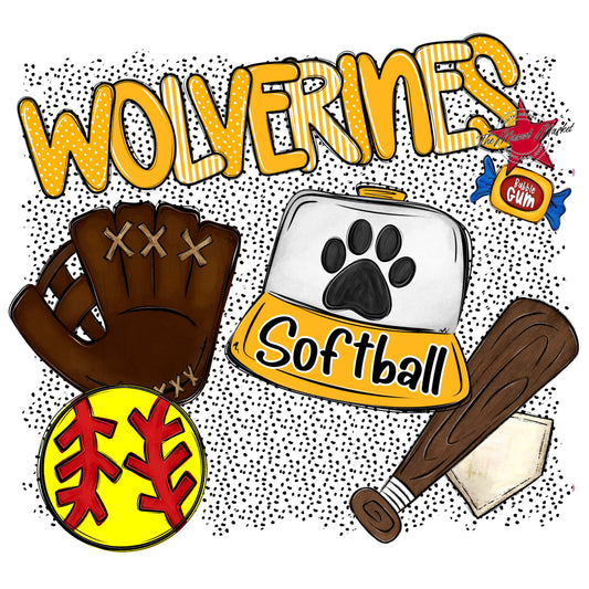 Wolverines Softball Spirit-Yellow