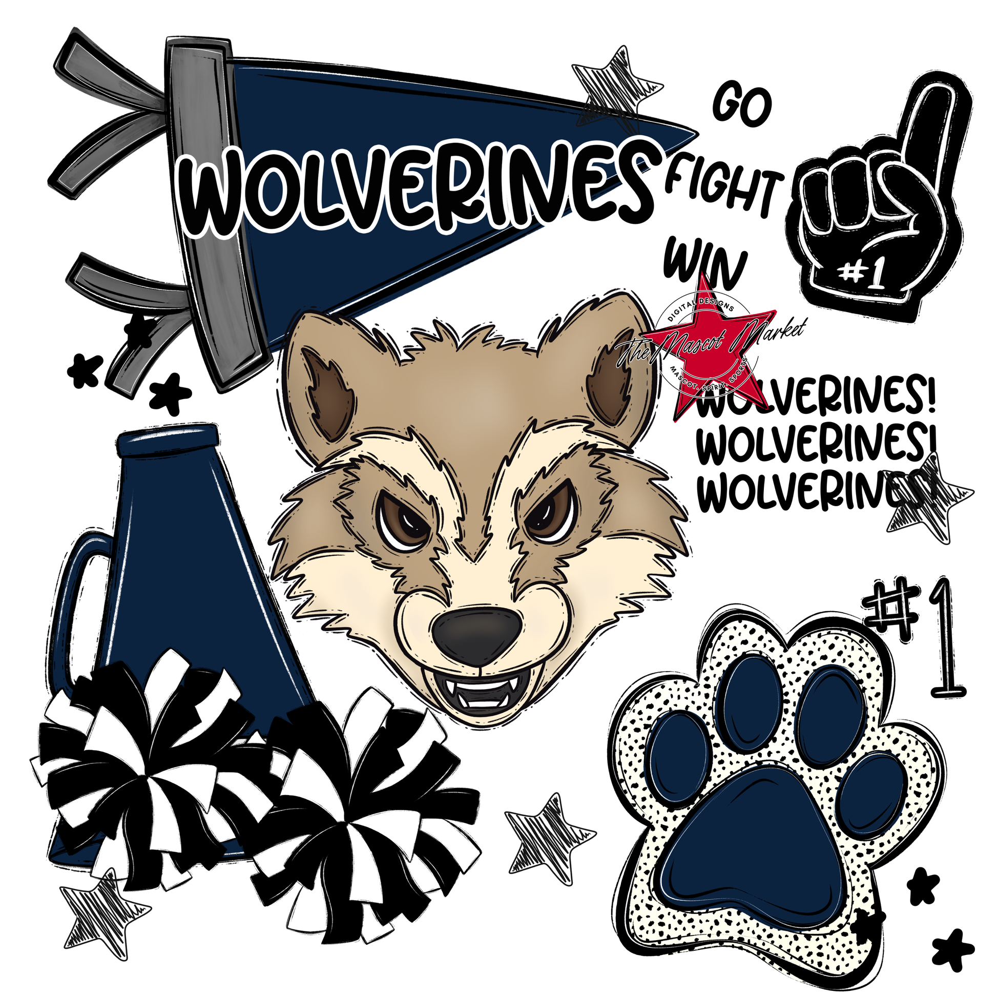 Wolverines Spirit Design-Navy