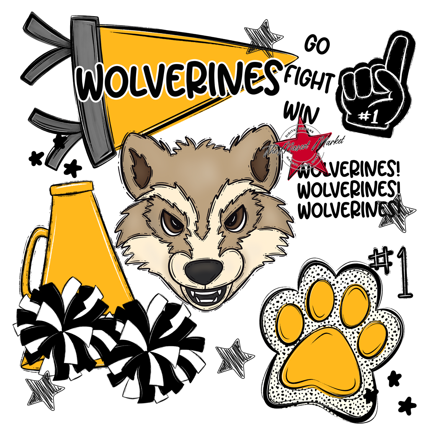 Wolverines Spirit Design-Yellow