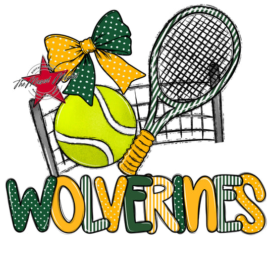 Wolverines Tennis Spirit Design-Green & Yellow