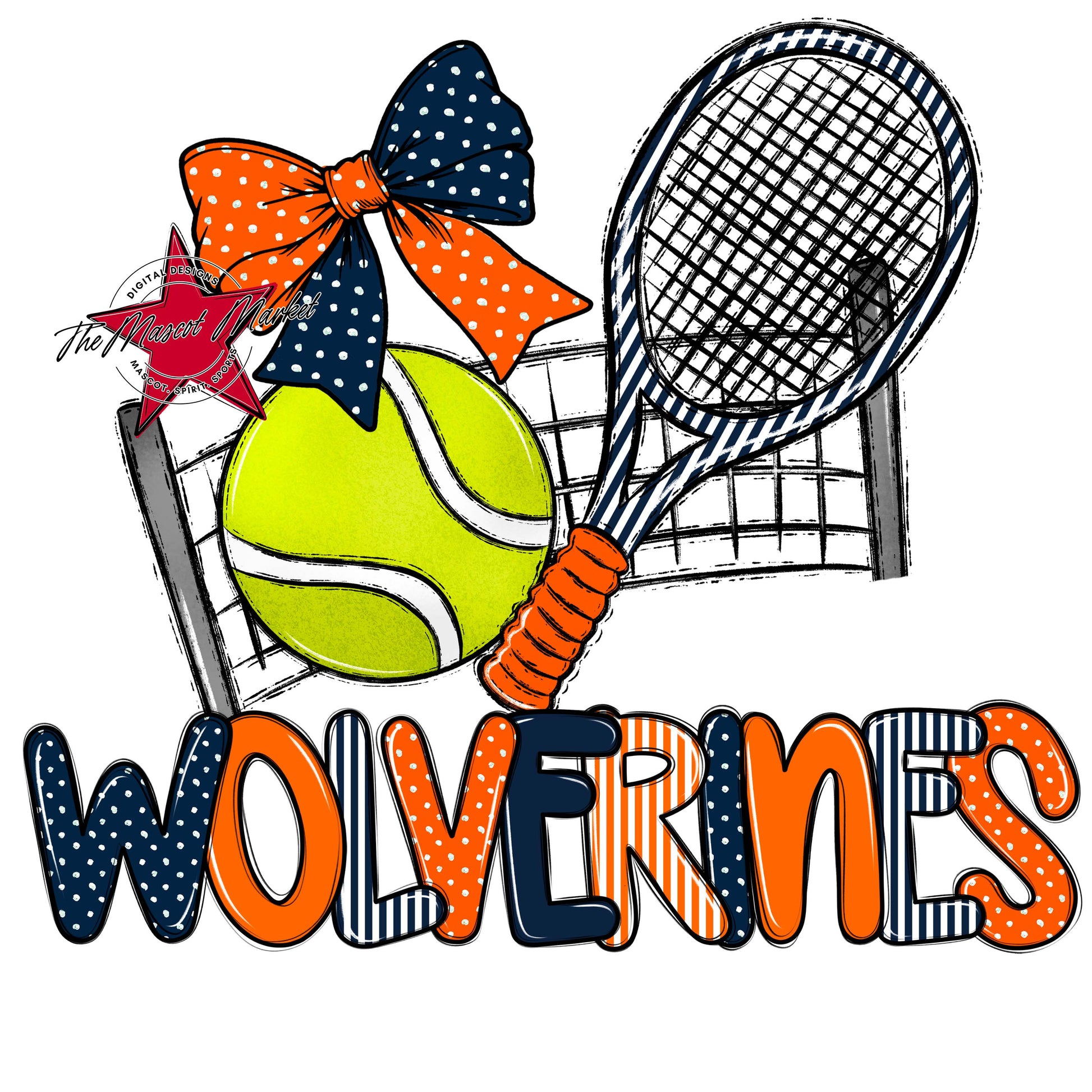 Wolverines Tennis Spirit Design-Navy & Orange
