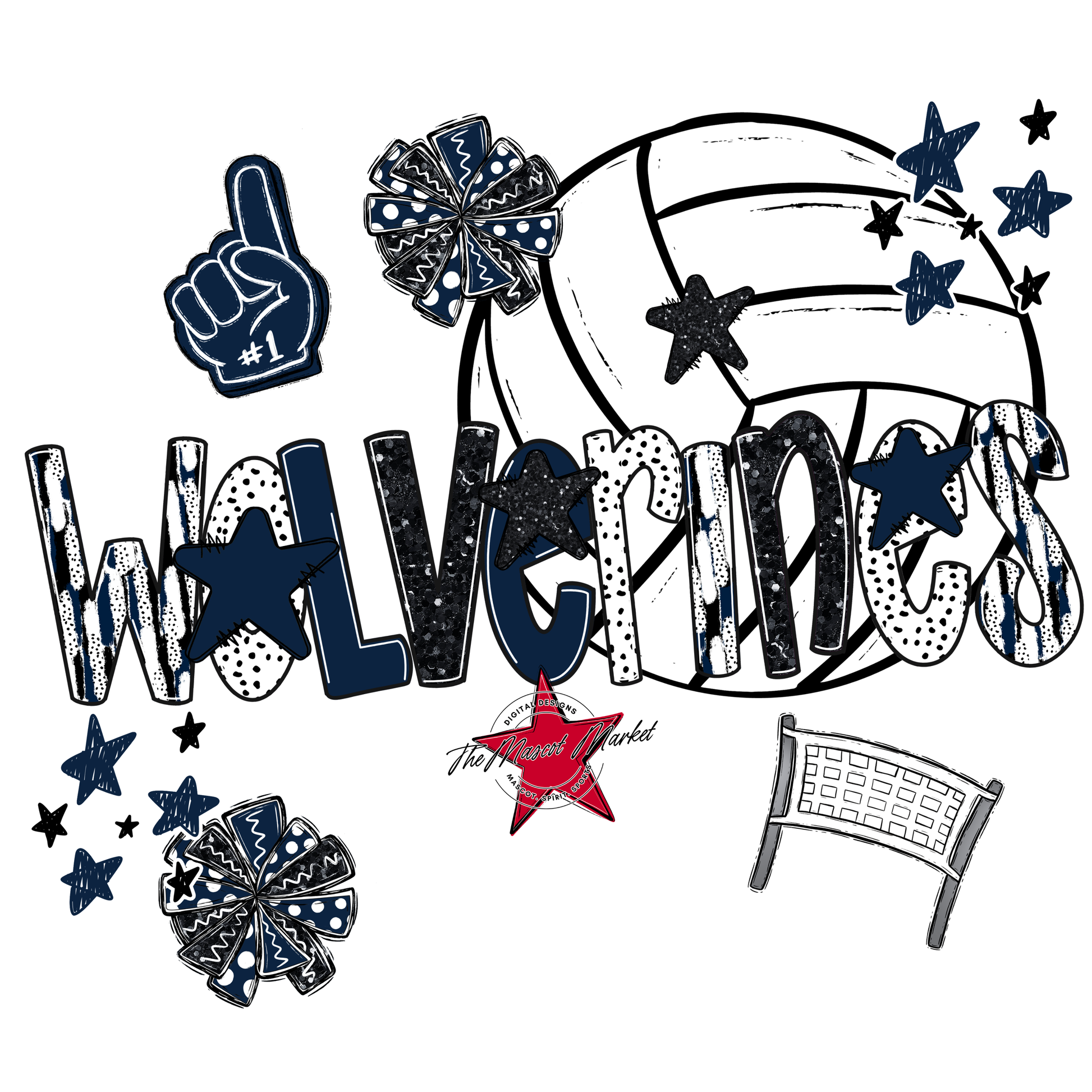 Wolverines Volleyball Scrape-Navy