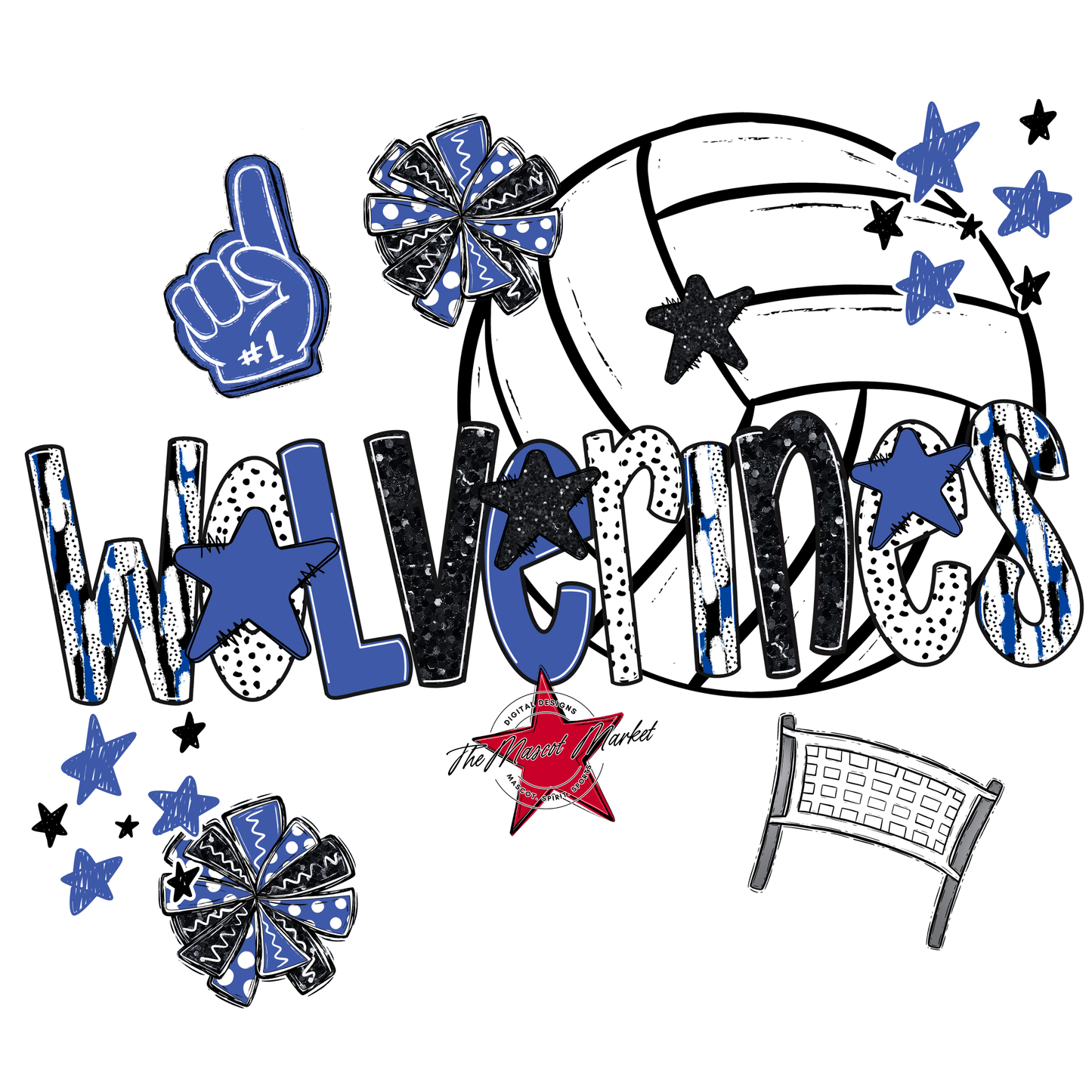Wolverines Volleyball Scrape-Off Blue