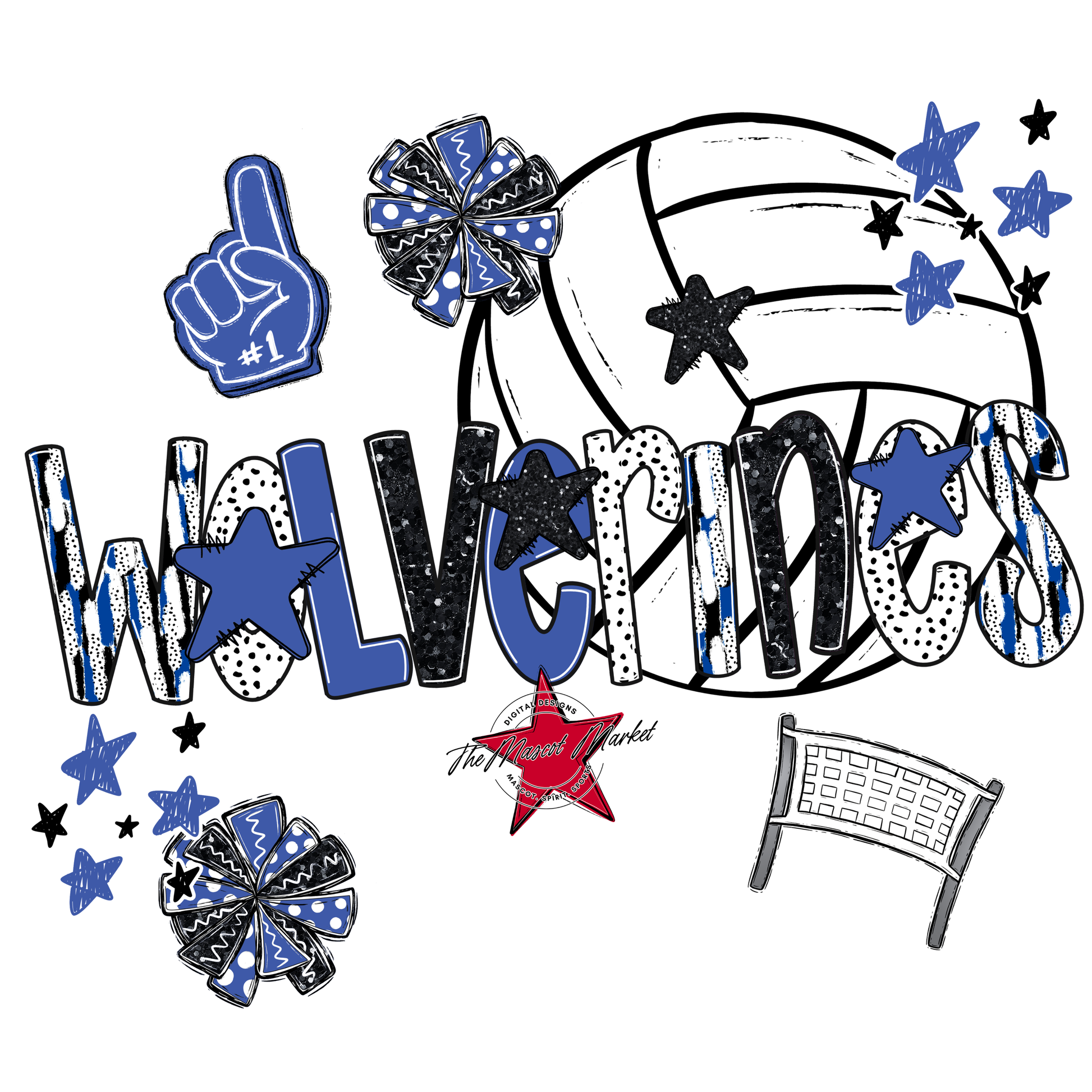 Wolverines Volleyball Scrape-Off Blue