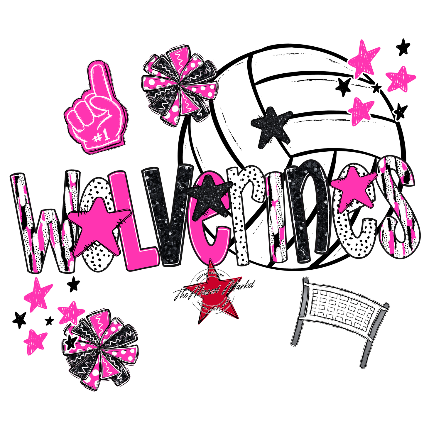 Wolverines Volleyball Scrape-Pink