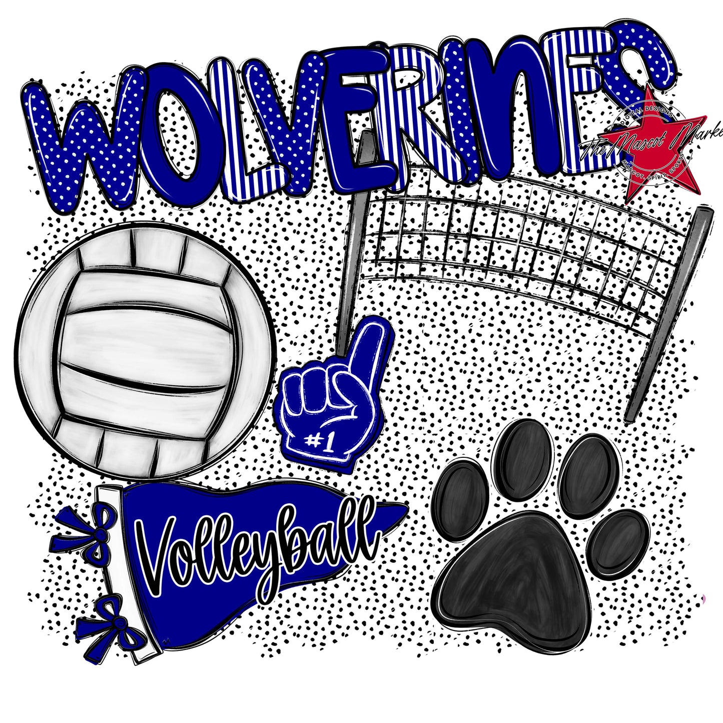 Wolverines Volleyball Spirit-Blue