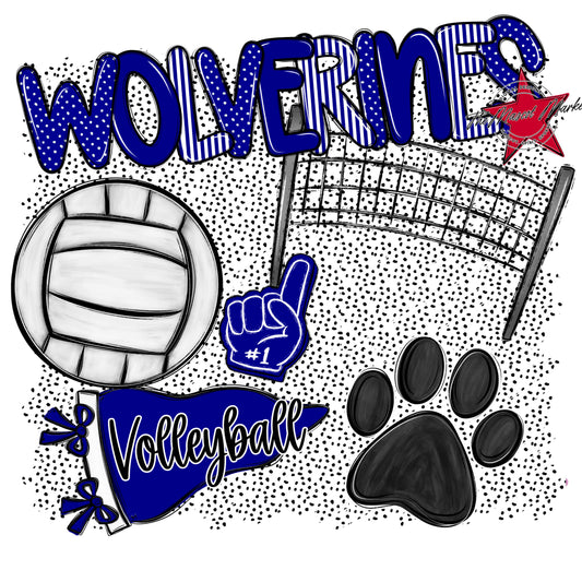 Wolverines Volleyball Spirit-Blue