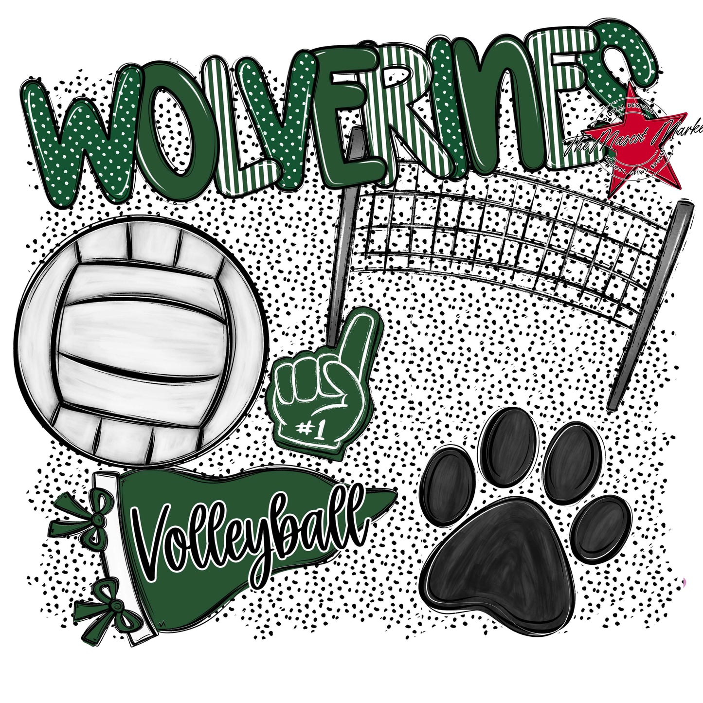 Wolverines Volleyball Spirit-Green