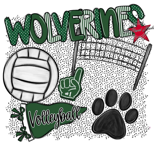 Wolverines Volleyball Spirit-Green