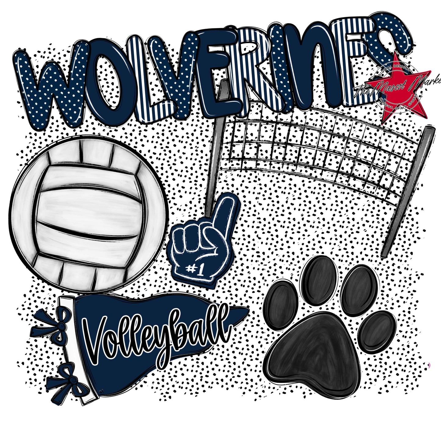 Wolverines Volleyball Spirit-Navy
