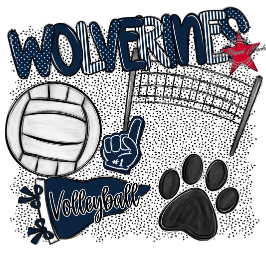 Wolverines Volleyball Spirit-Navy