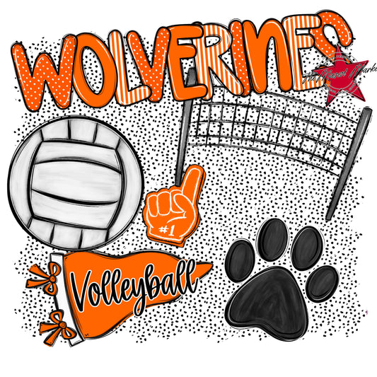 Wolverines Volleyball Spirit-Orange