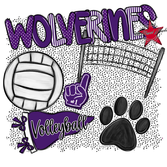 Wolverines Volleyball Spirit-Purple