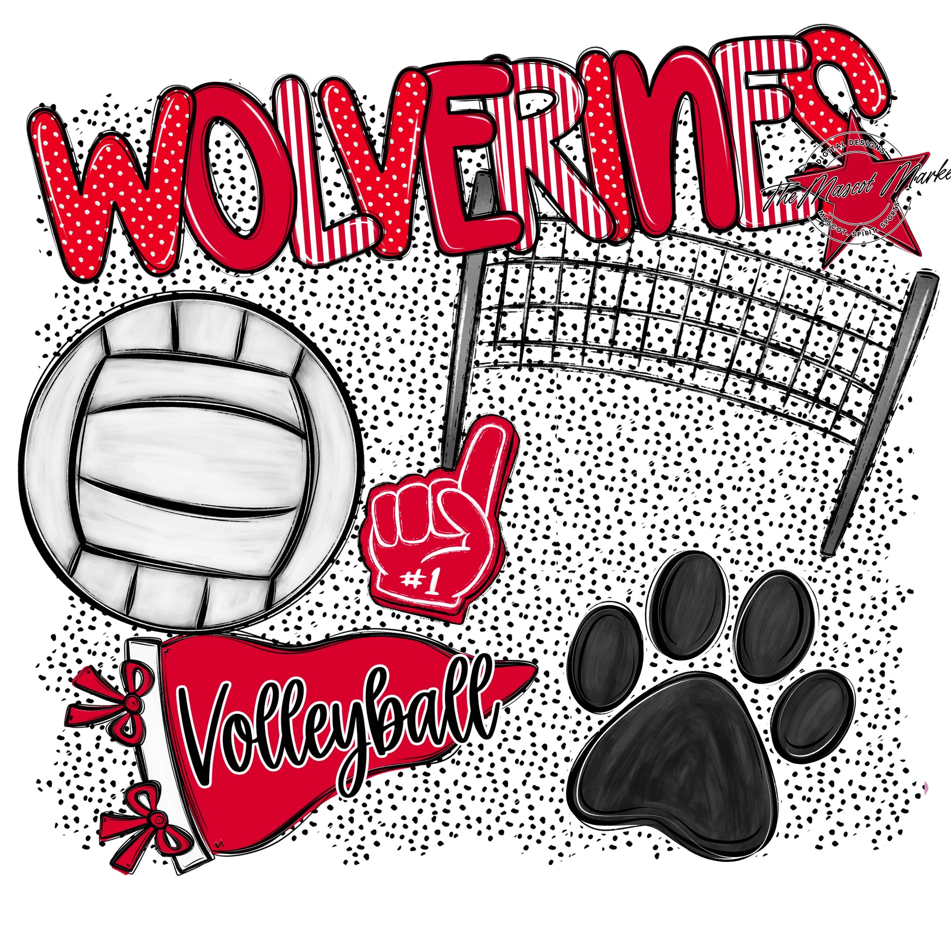 Wolverines Volleyball Spirit-Red