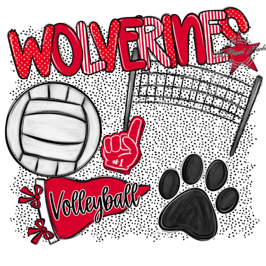 Wolverines Volleyball Spirit-Red