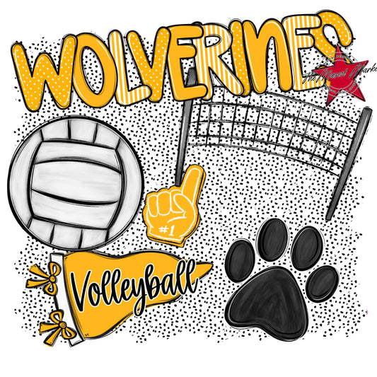 Wolverines Volleyball Spirit-Yellow