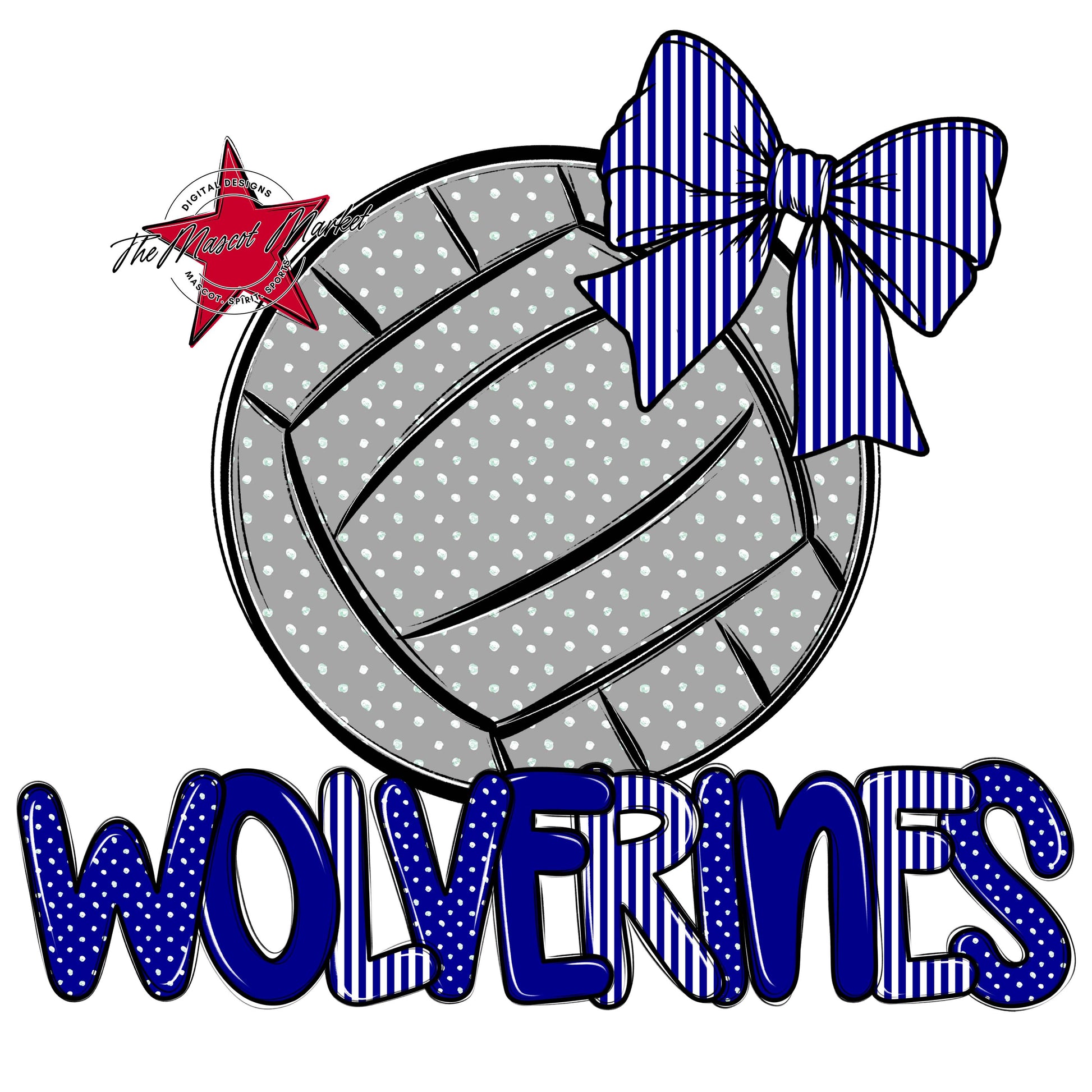 Wolverines Volleyball Spirit Design-Blue