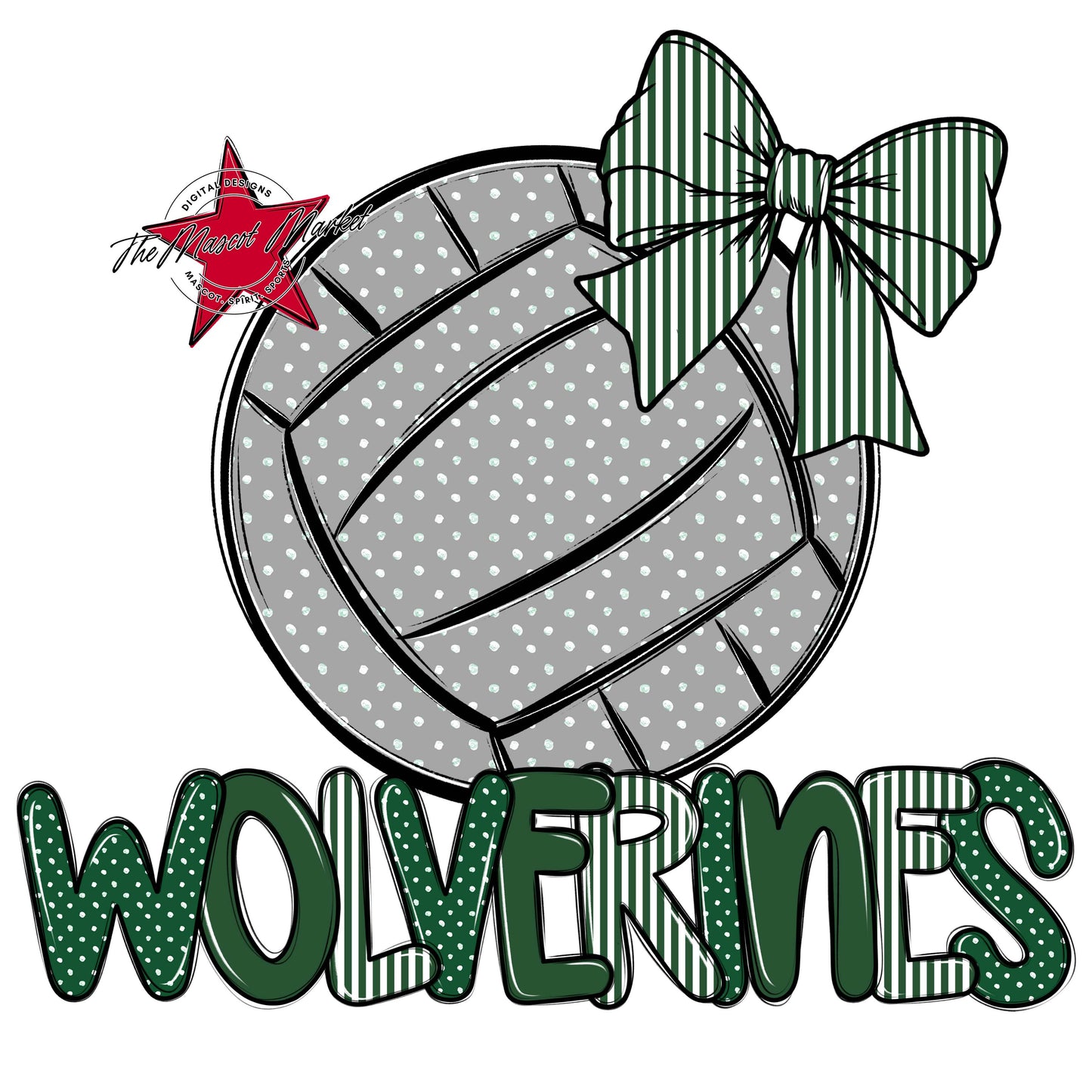 Wolverines Volleyball Spirit Design-Green