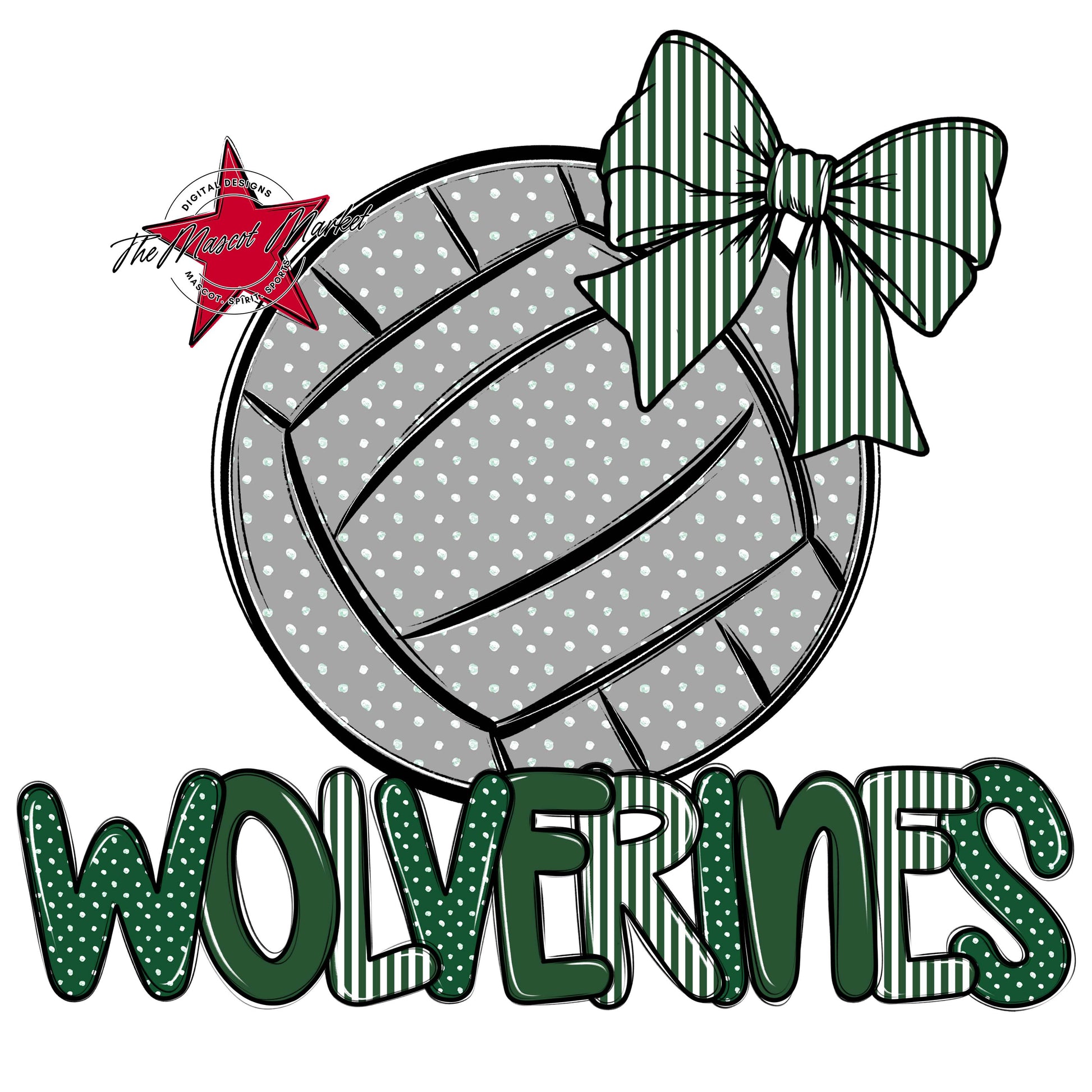 Wolverines Volleyball Spirit Design-Green