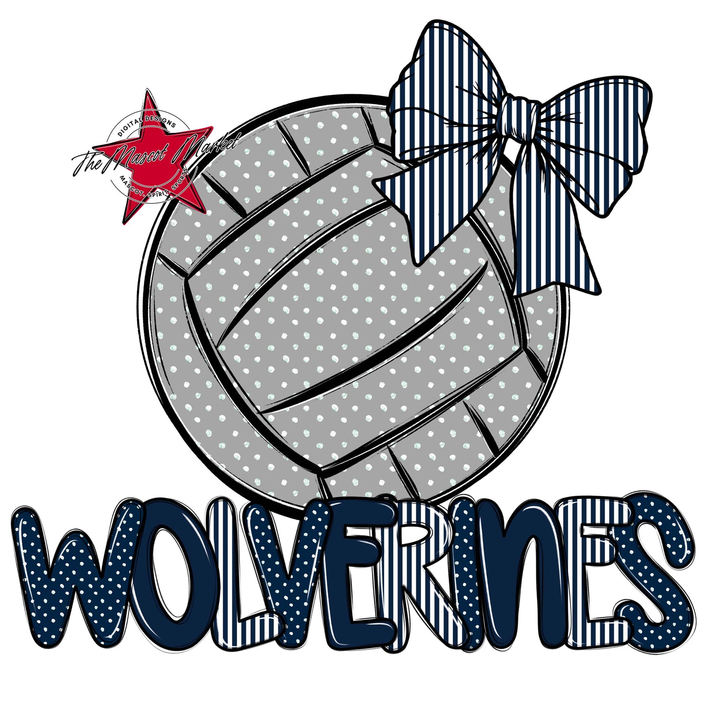 Wolverines Volleyball Spirit Design-Navy