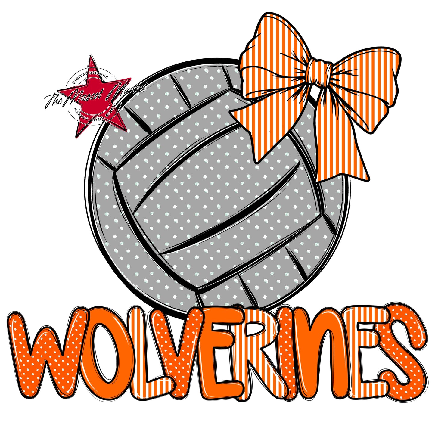 Wolverines Volleyball Spirit Design-Orange