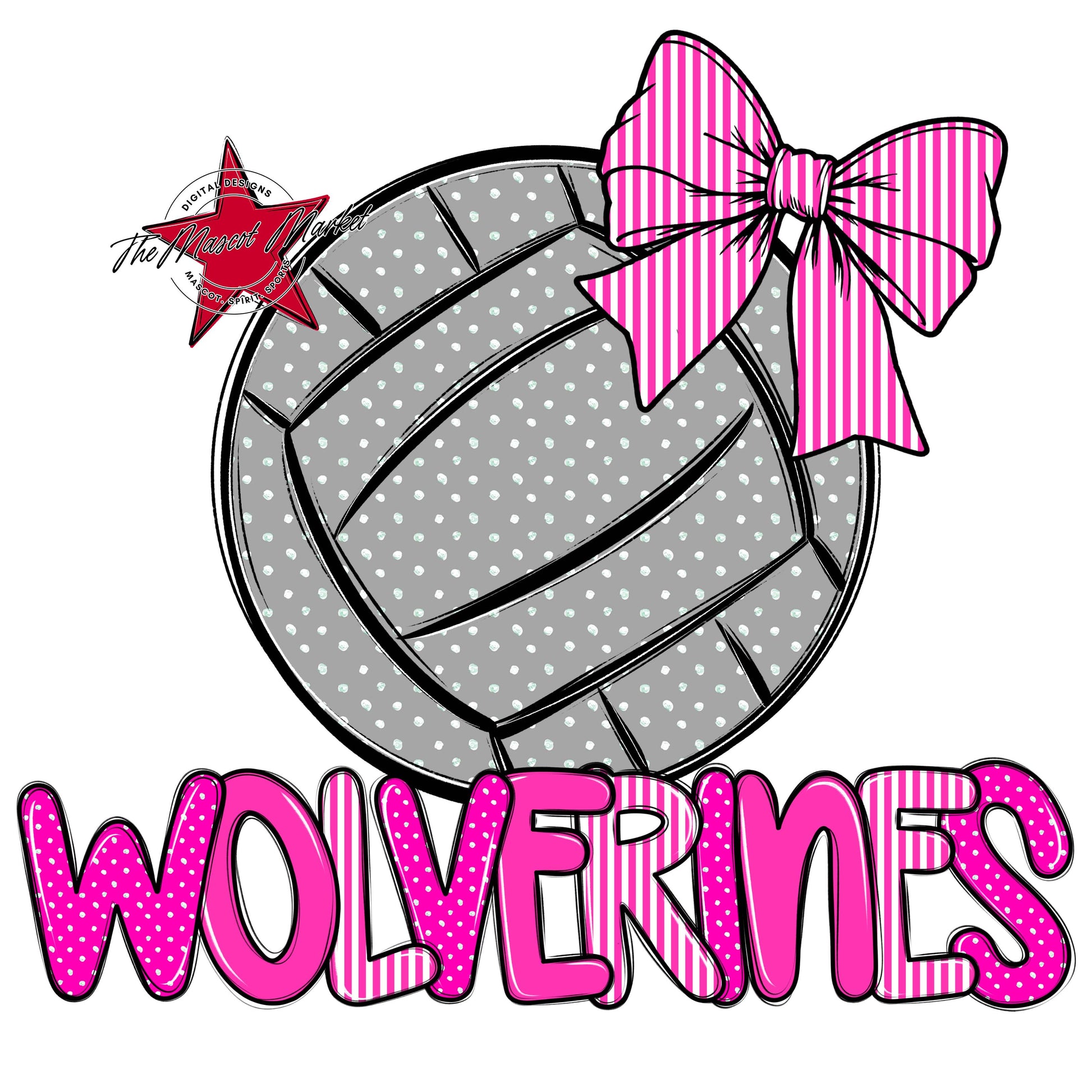 Wolverines Volleyball Spirit Design-Pink