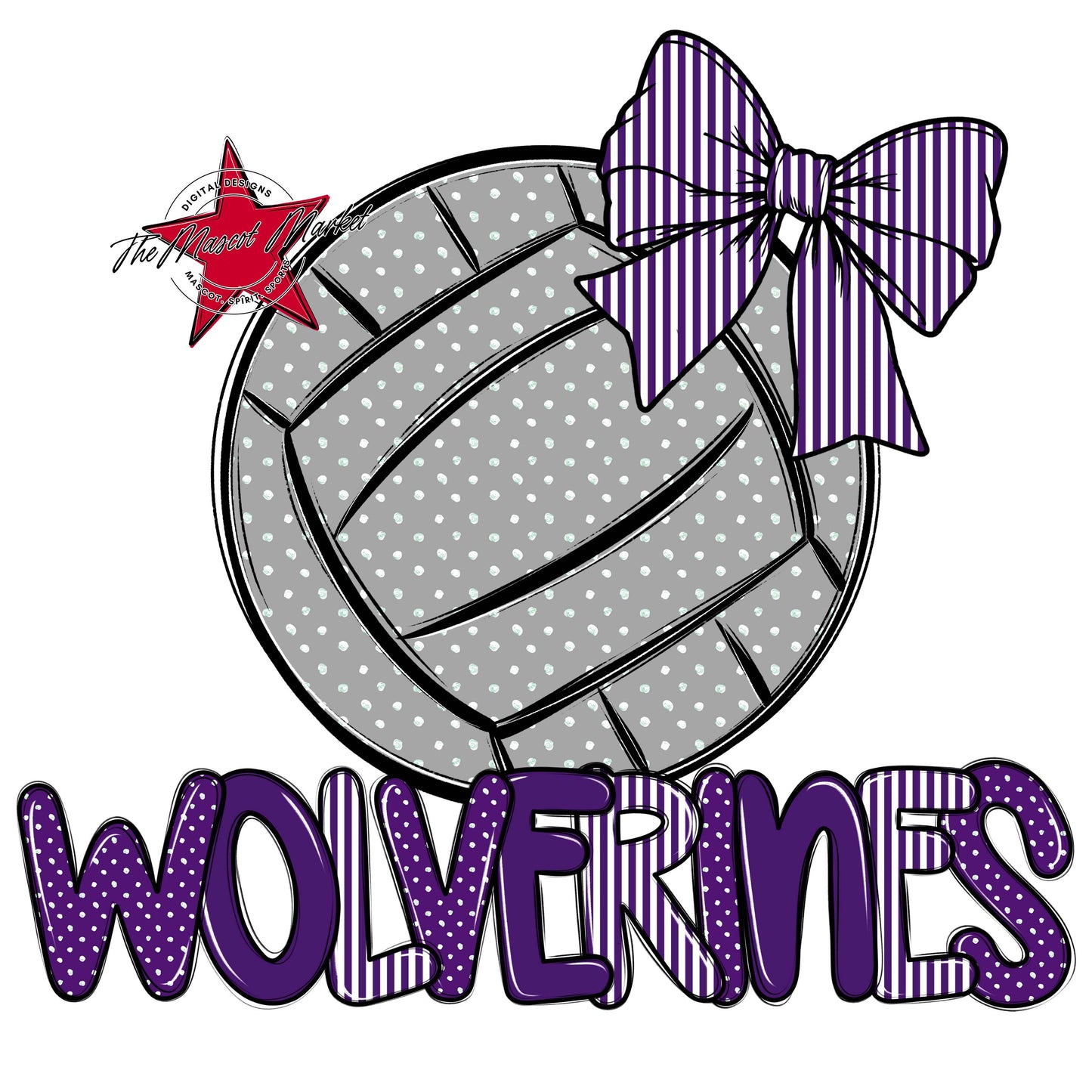 Wolverines Volleyball Spirit Design-Purple