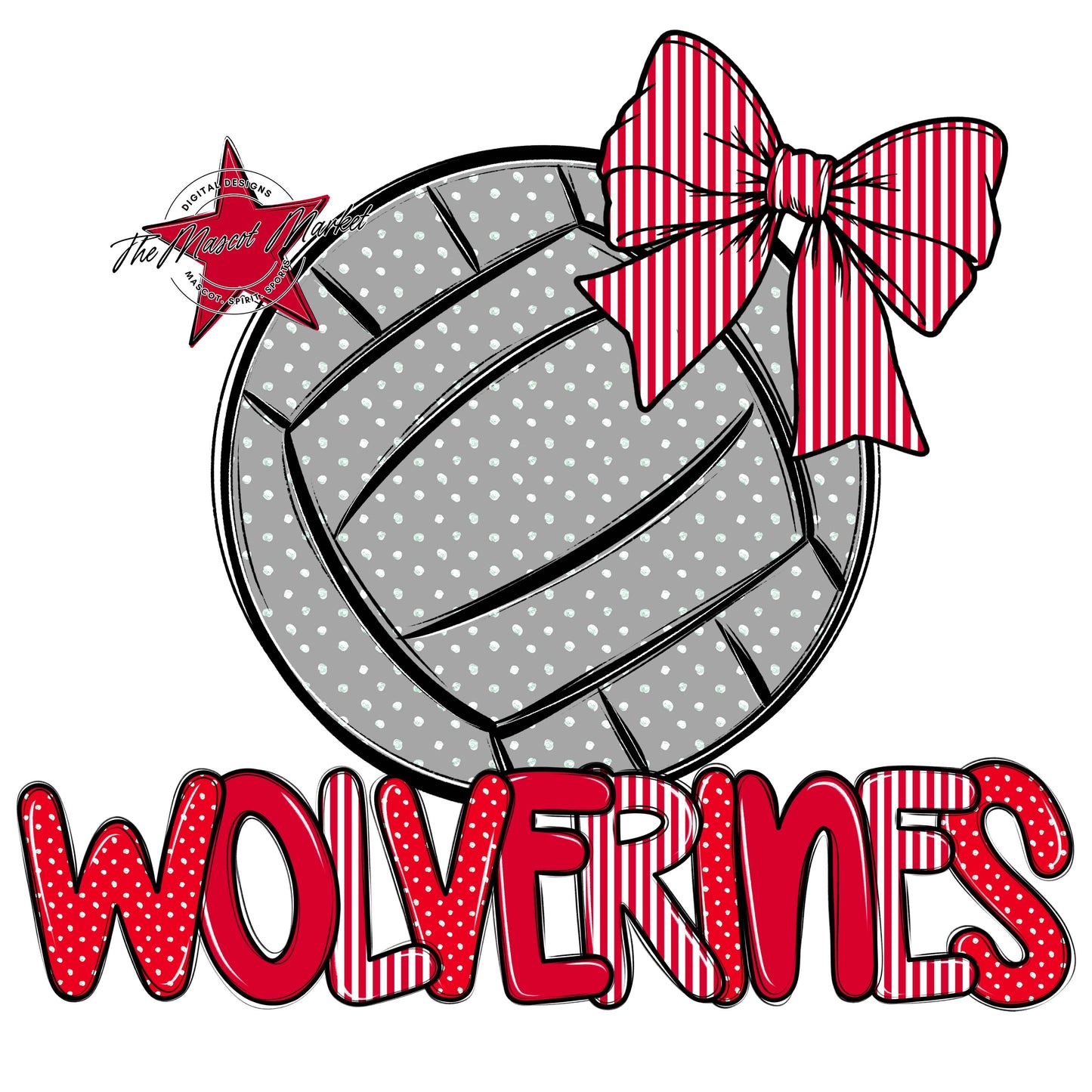 Wolverines Volleyball Spirit Design-Red