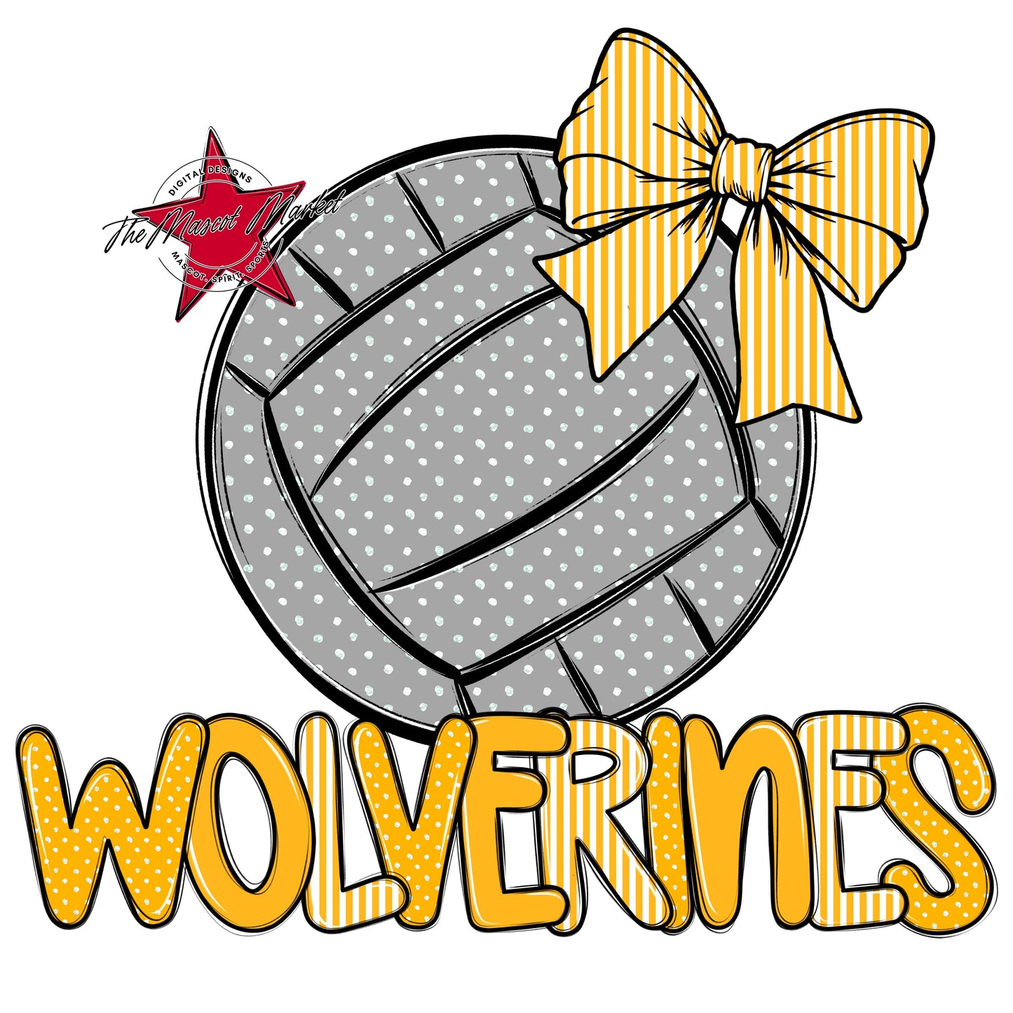 Wolverines Volleyball Spirit Design-Yellow