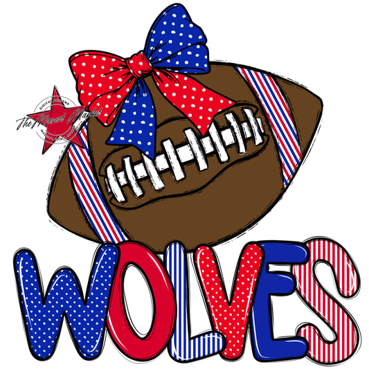 Wolves Football Spirit Design-Royal Blue & Red