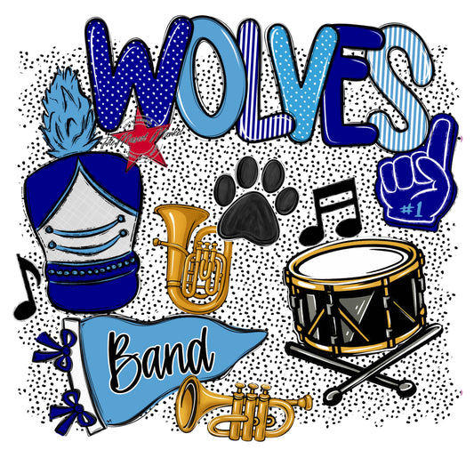 Wolves Band Spirit-Blue & Carolina Blue