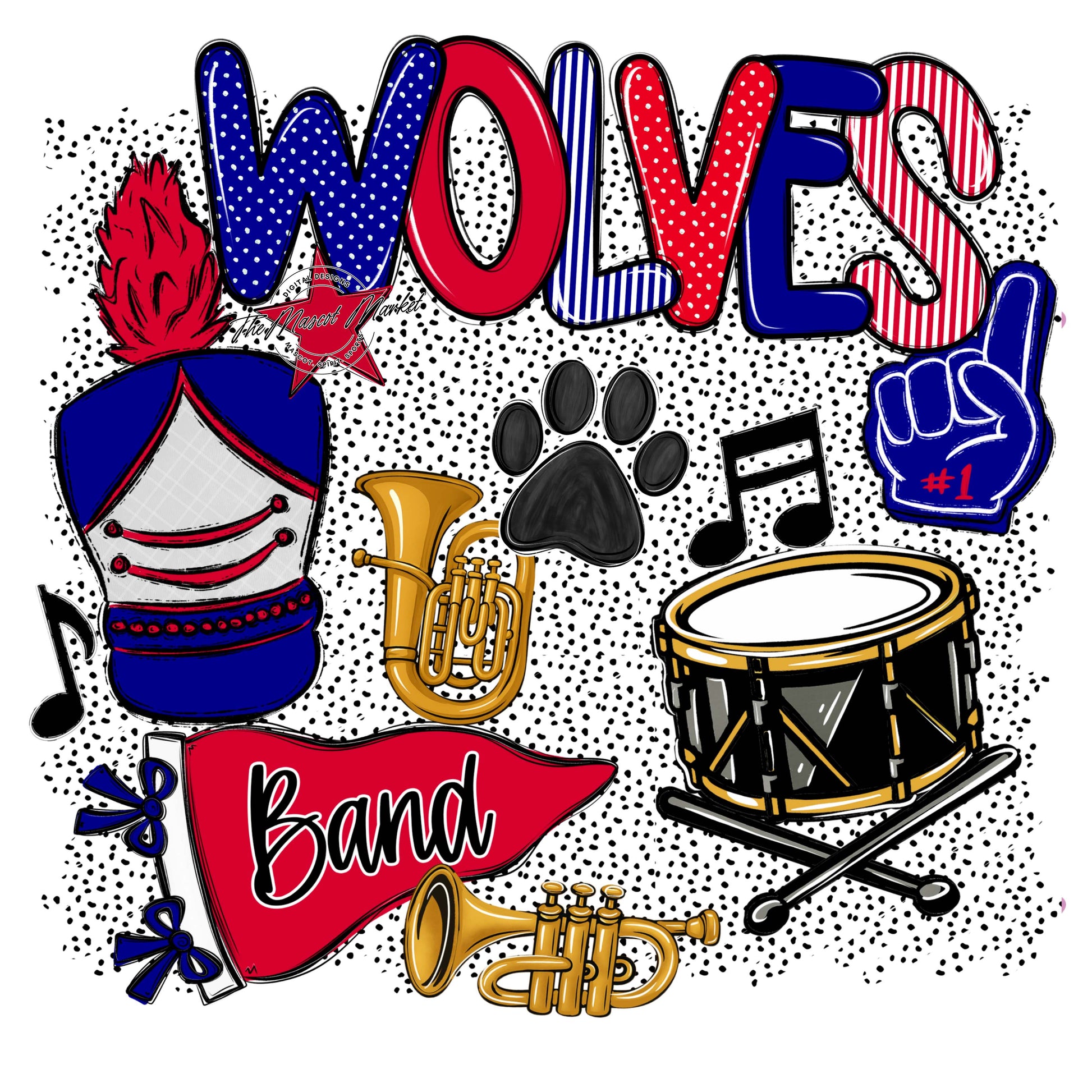 Wolves Band Spirit-Blue & Red