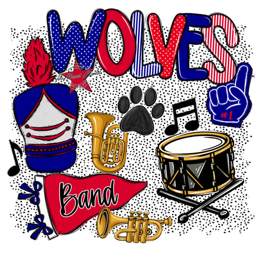Wolves Band Spirit-Blue & Red