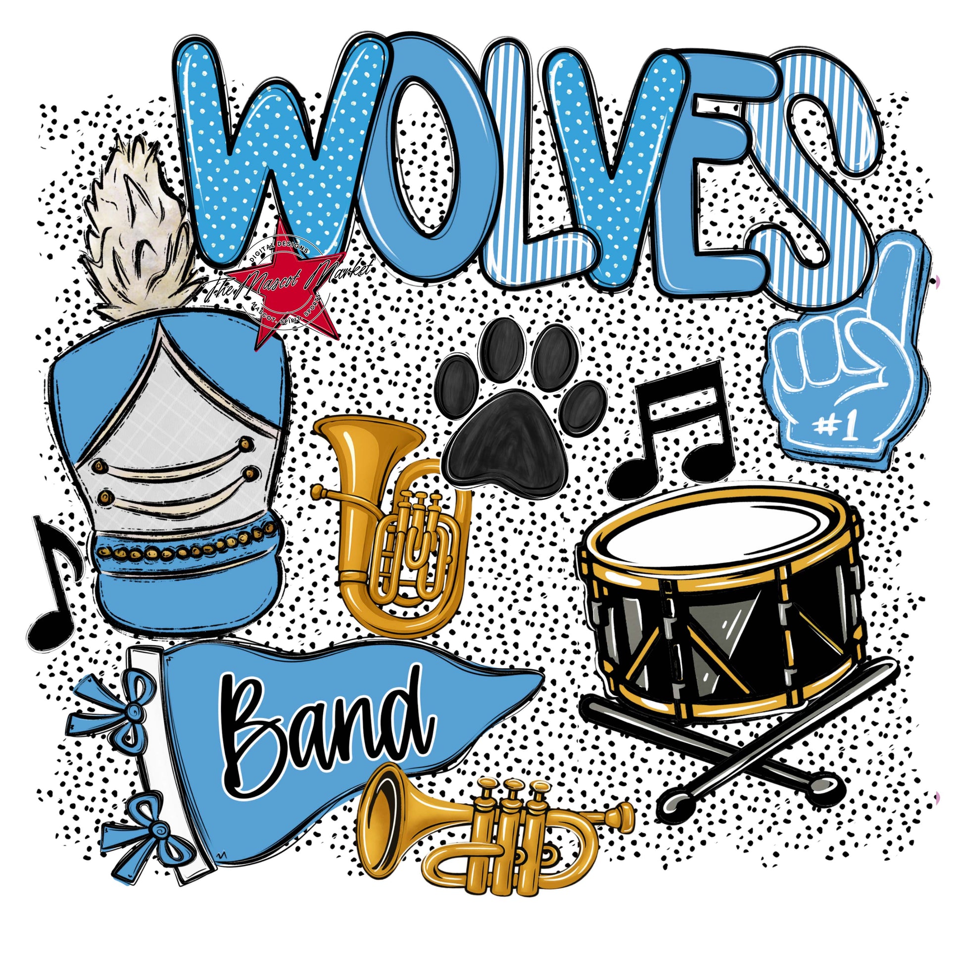 Wolves Band Spirit-Carolina Blue