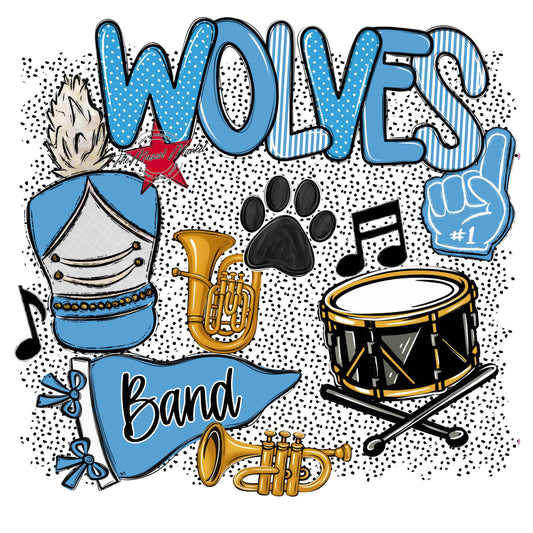 Wolves Band Spirit-Carolina Blue