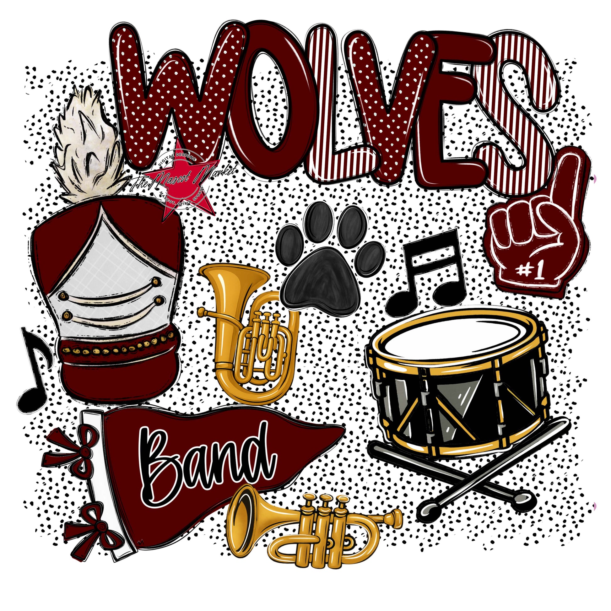 Wolves Band Spirit-Maroon
